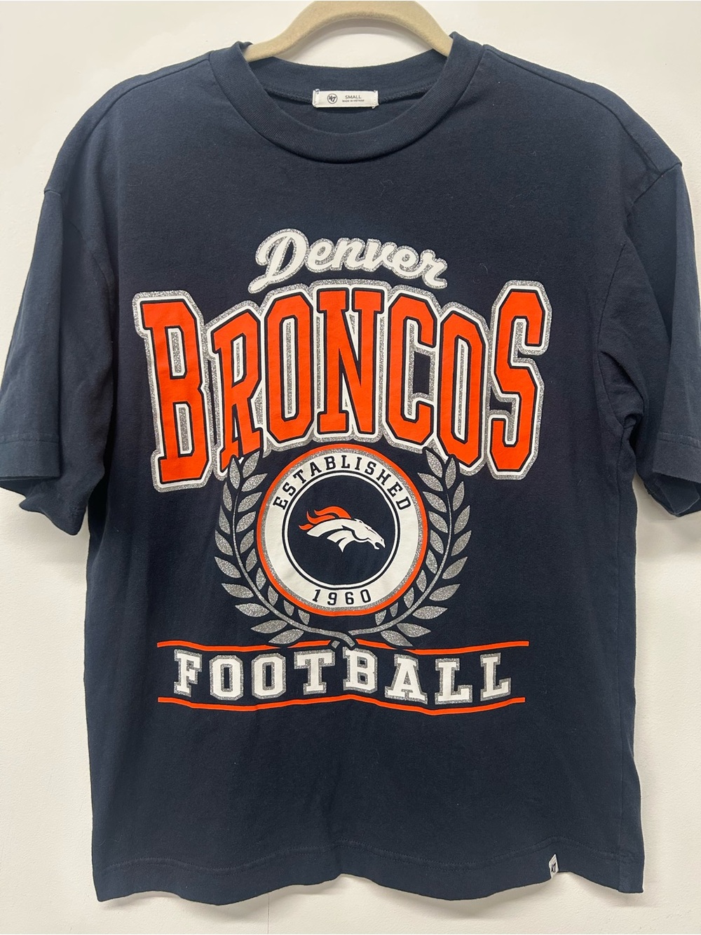 47 Women Denver Broncos Navy and Orange Graphic Tee
